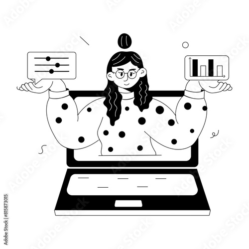 Check out hand drawn mini illustration of online trader 
