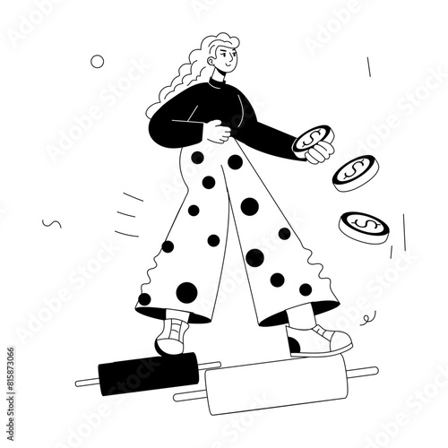 Well-designed doodle mini illustration showing trader 
