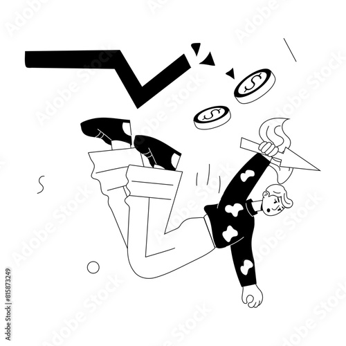 A doodle mini illustration of market crash 
