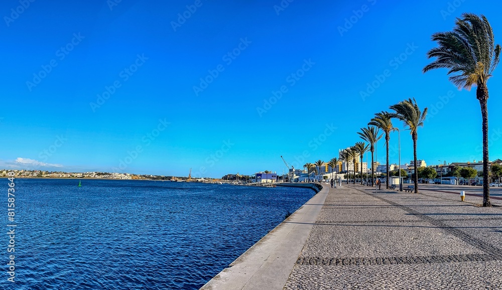 Fototapeta premium Portimao waterfront, coastline, Arade River, Portugal