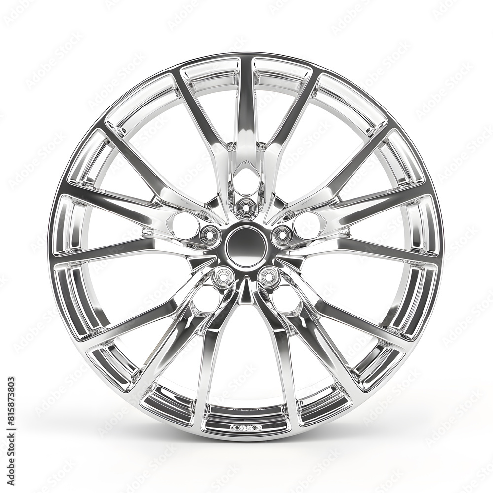 Luxurious polished alloy wheel for high-end vehicles, isolated white ...