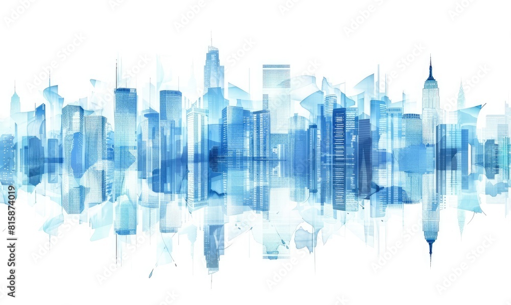 Fototapeta premium Cityscape illusion, abstract bluescape