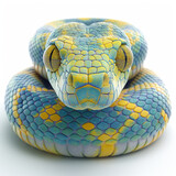 Snake character on white background, ai technology