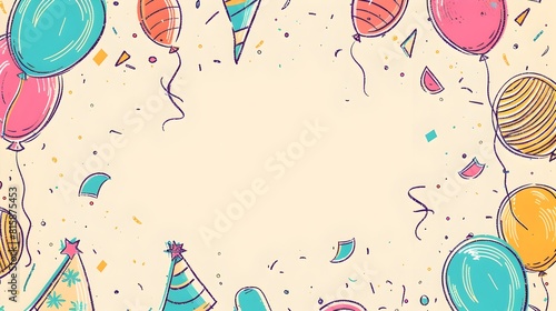Bright Colorful Balloons and Confetti Celebrating a Festive Occasion or Party photo