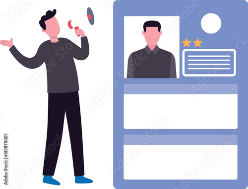 The boy is making announcement.