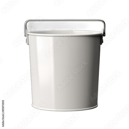 3D rendering of a white metal bucket on a gray background