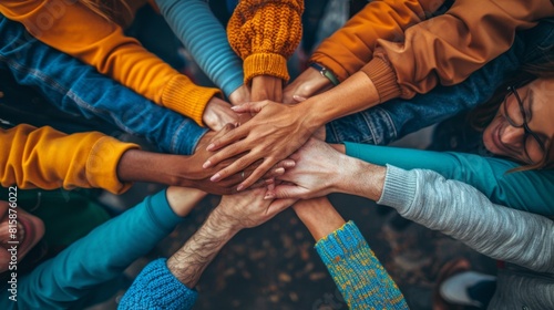 diversity and inclusion, diverse group holding hands embodies values of diversity, acceptance, and inclusion, promoting unity and harmony among all people photo