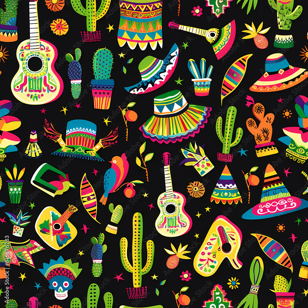Mexican symbols design template of traditional vector image Mexican symbols design template of traditional vector image