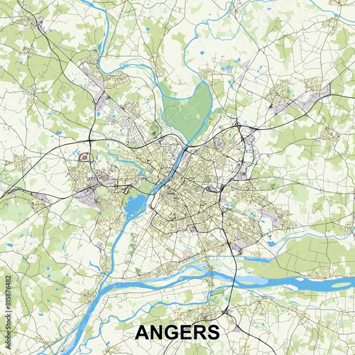 Angers  France map poster art