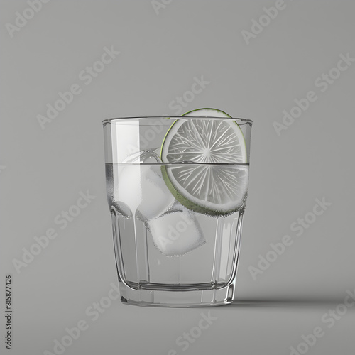 A glass of lemonade with a slice of lime, perfect for quenching your thirst on a hot summer day. Suitable for beverage advertisements or health and wellness content. monochromatic aesthetic images.