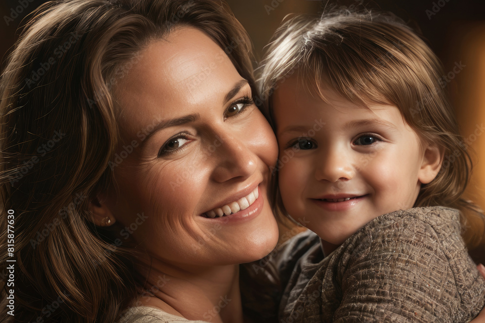 Portrait of happy mother and child, mother's day celebration Portrait of happy mother and child, mother's day celebration