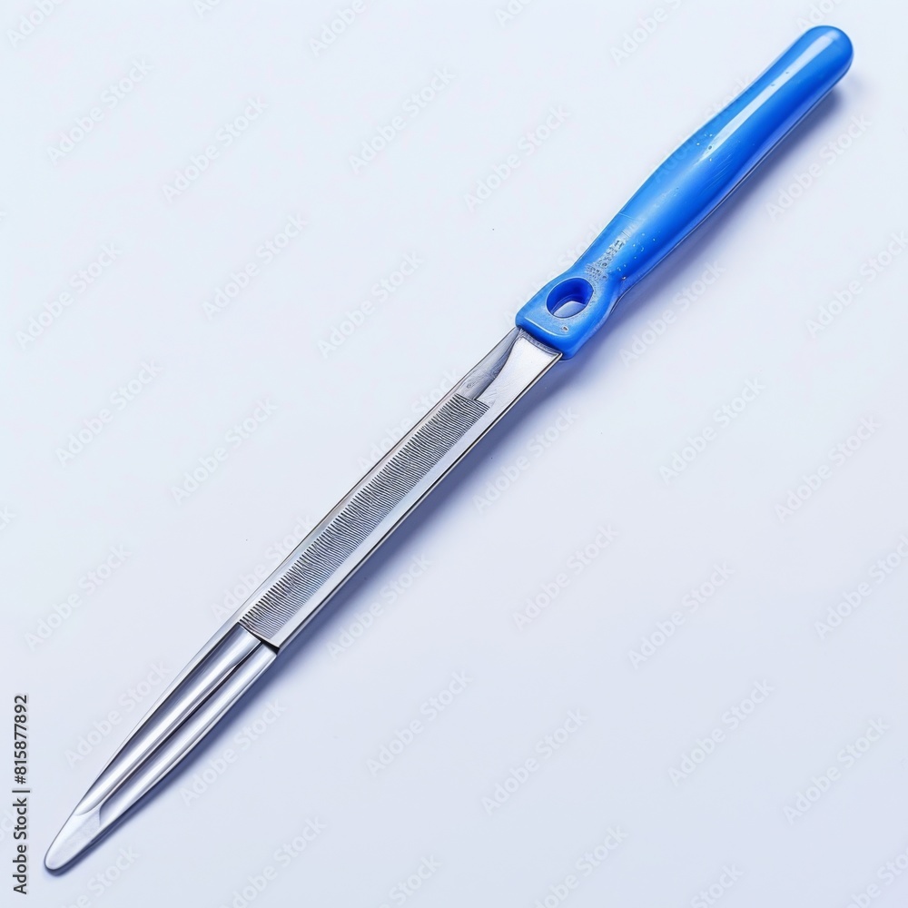 Product photography, blue plastic handled stainless steel Product photography, blue plastic handled stainless steel
