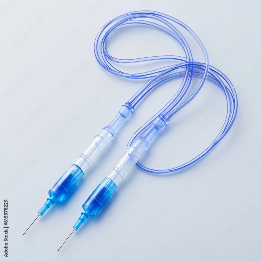 two blue and clear plastic safety hypodermic needles two blue and clear plastic safety hypodermic needles