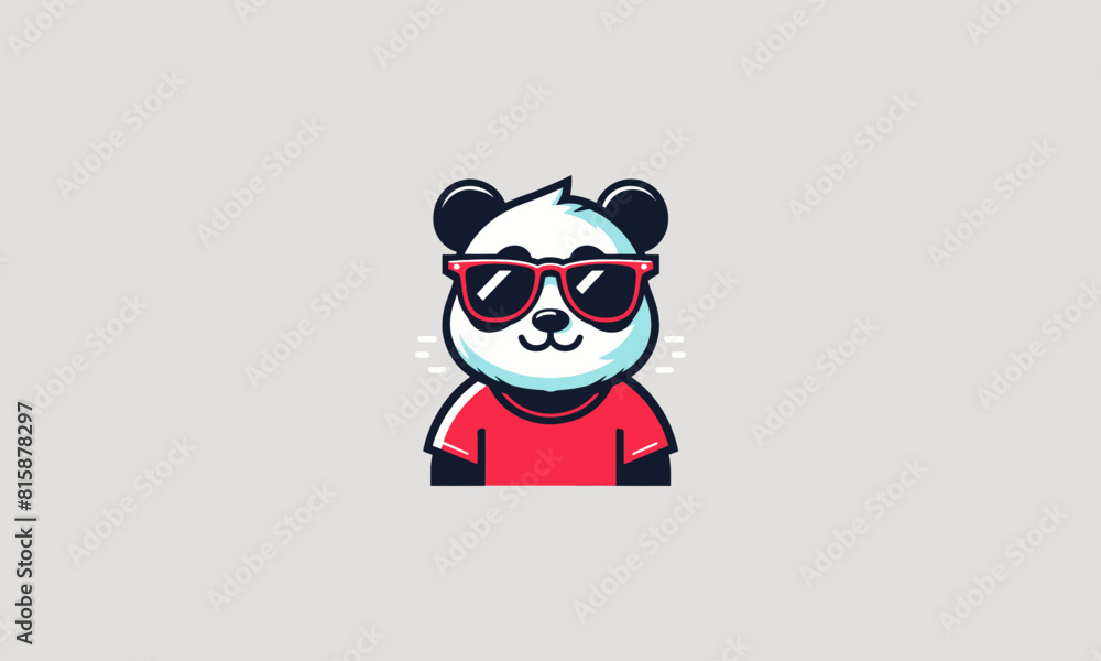 panda wearing sun glass vector illustration logo design