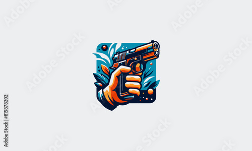 hand hold gun vector illustration logo design