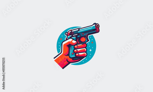 hand hold gun vector illustration logo design