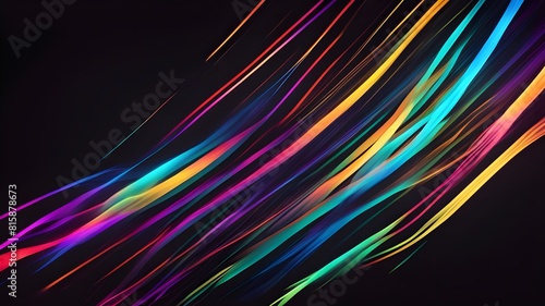 Abstract lines multicolor background element on black