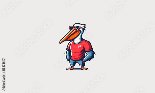pelican wearing sun glass vector illustration logo design