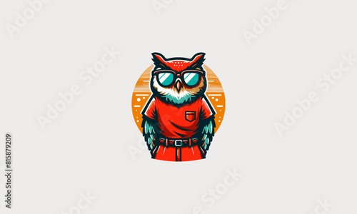 character owl wearing sun glass vector mascot design
