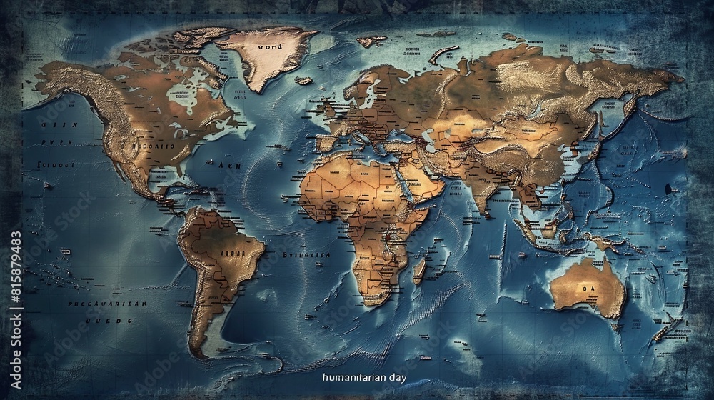 Highly detailed map of the world with all continents and oceans. Highly detailed map of the world with all continents and oceans.