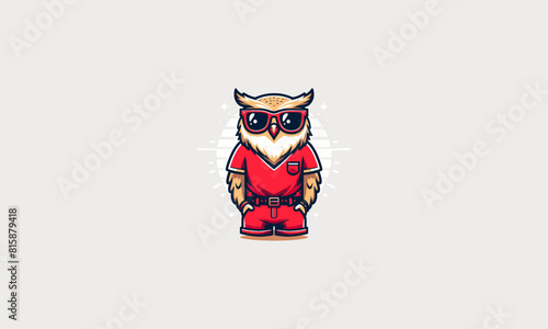 character owl wearing sun glass vector mascot design