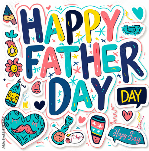 Father s Day celebration background adorned with a gift box mug calendar mustache heart shape 