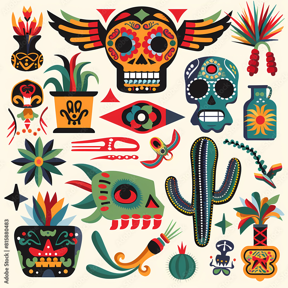 Mexican symbols design template of traditional vector image Mexican symbols design template of traditional vector image