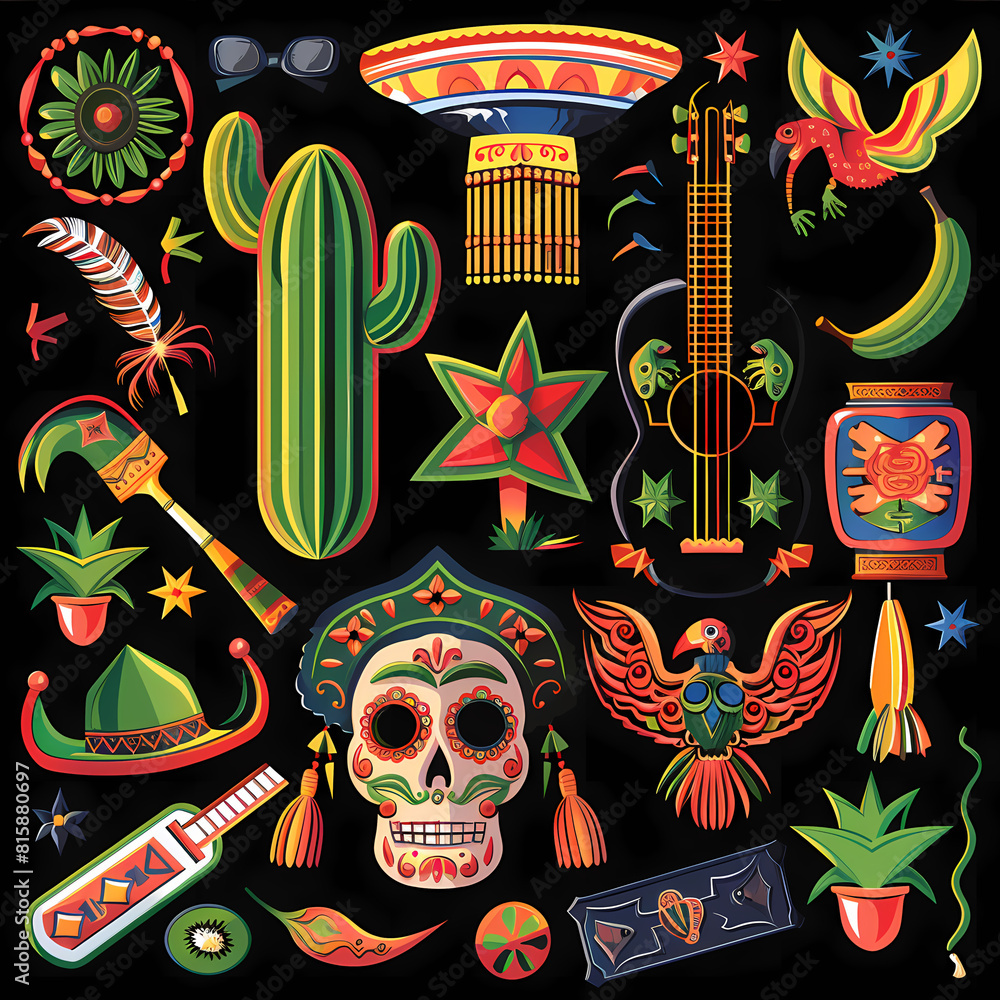 Mexican symbols design template of traditional vector image Mexican symbols design template of traditional vector image
