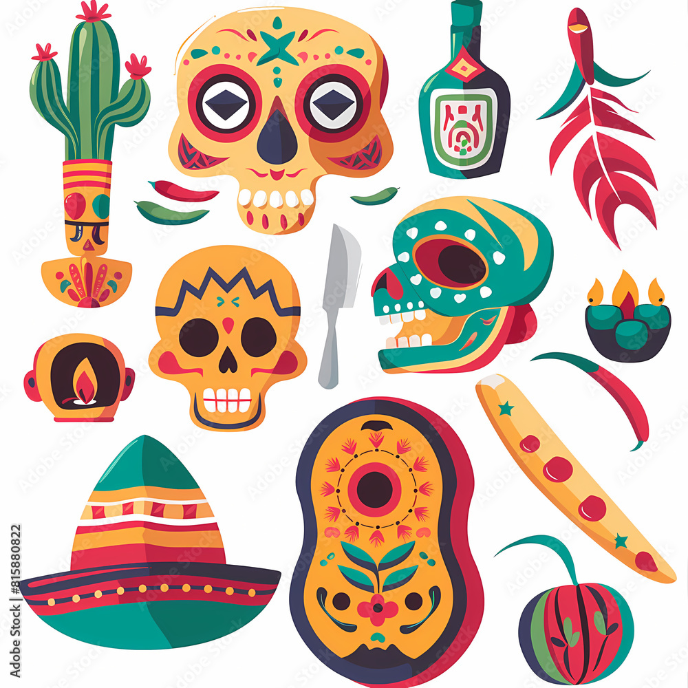 Mexican symbols design template of traditional vector image Mexican symbols design template of traditional vector image