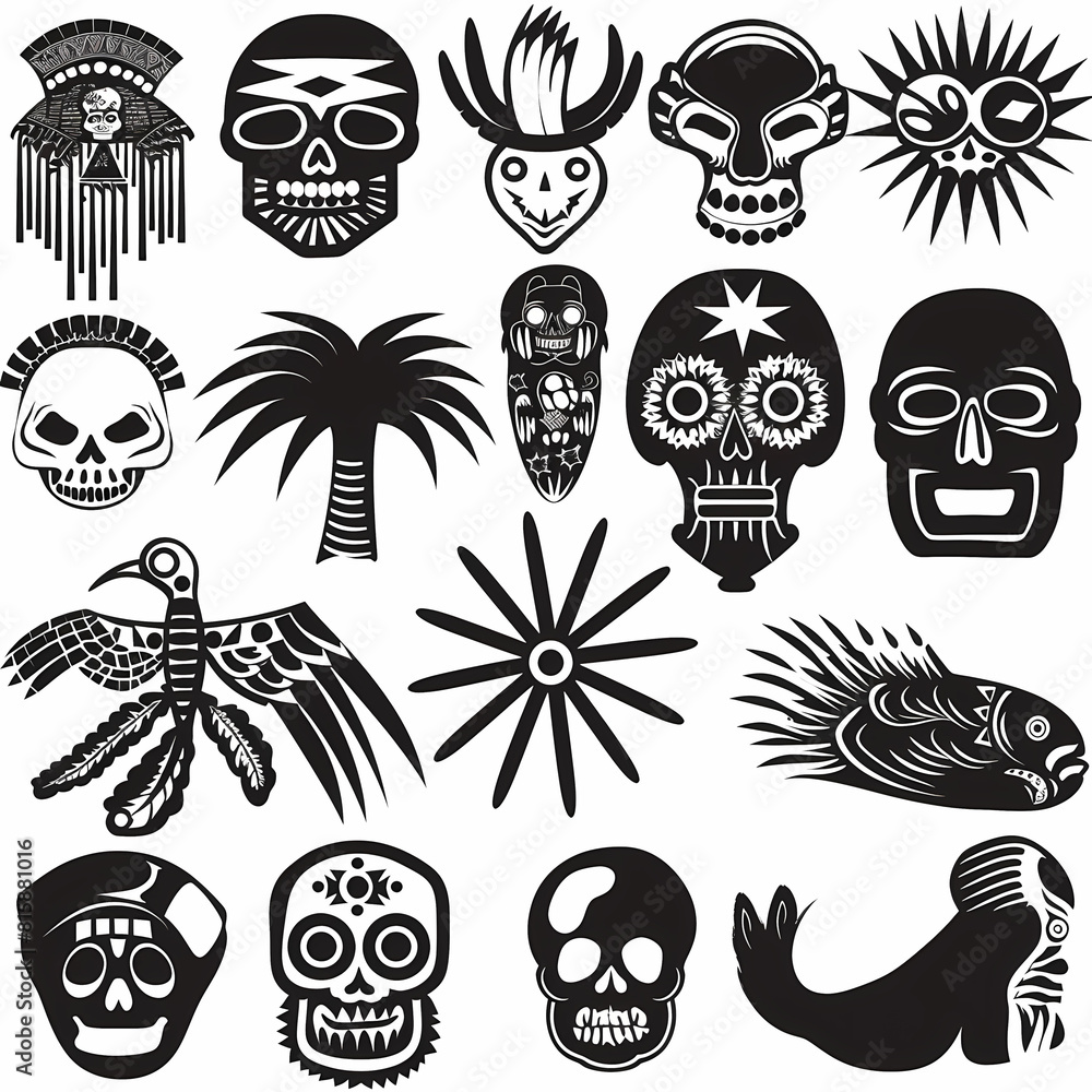 Mexican symbols design template of traditional vector image Mexican symbols design template of traditional vector image