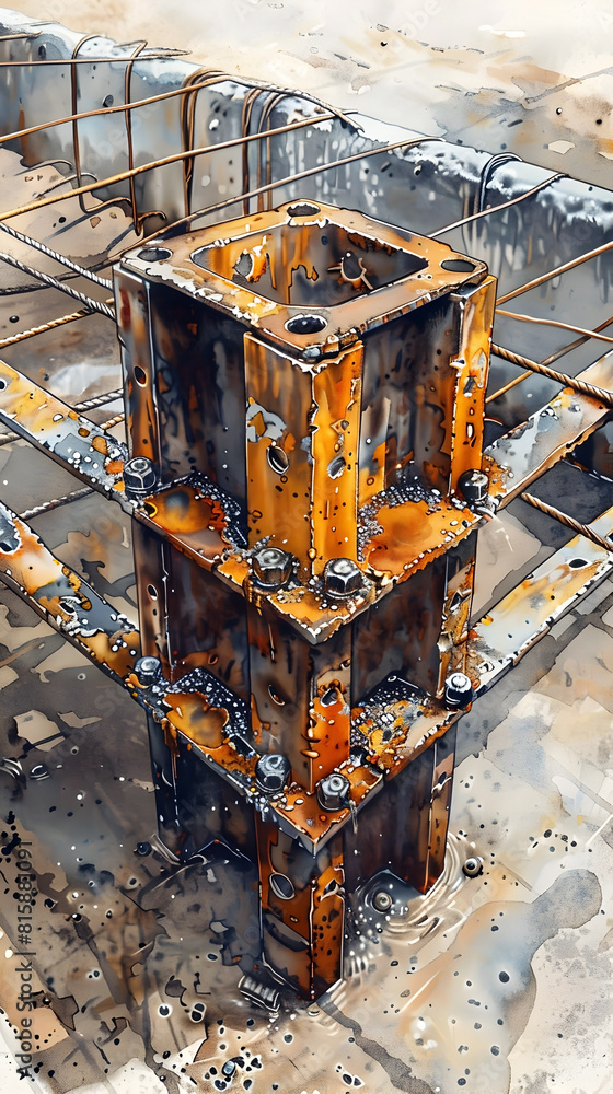 Fototapeta premium Weathered and Rusty Weld Components Forming an Abstract Industrial Artwork