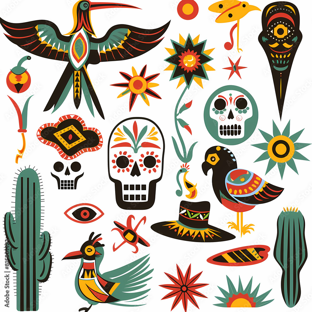 Mexican symbols design template of traditional vector image Mexican symbols design template of traditional vector image