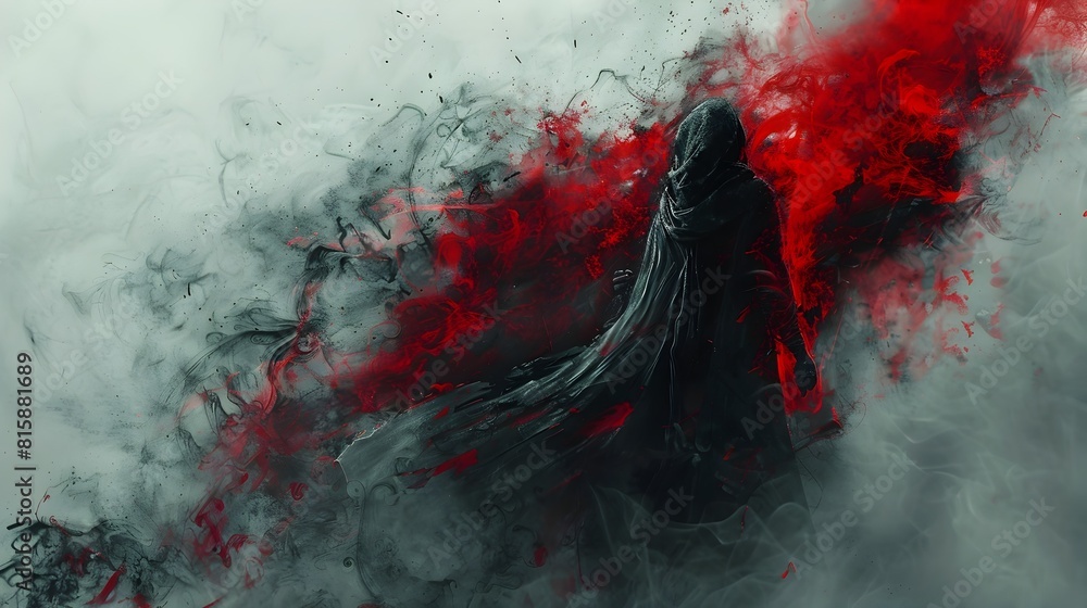 Wielding Dark Blood Magic's Otherworldly Power in Ethereal Watercolor Render