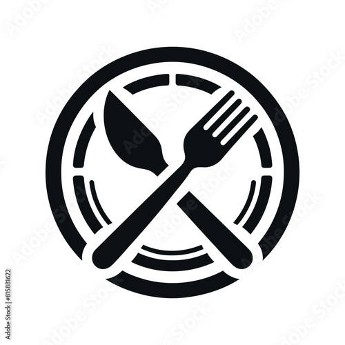 Restaurant logo with knife and fork icon. Vector illustration