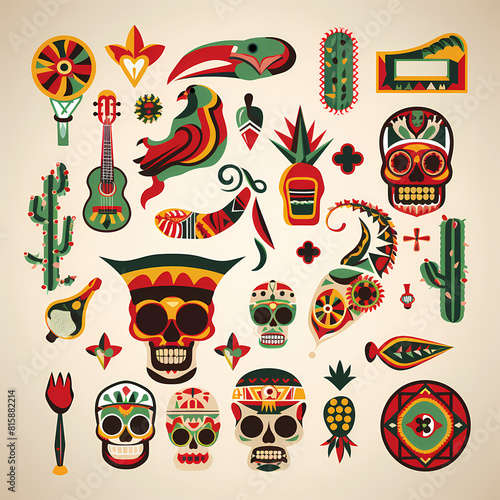 Mexican symbols design template of traditional vector image