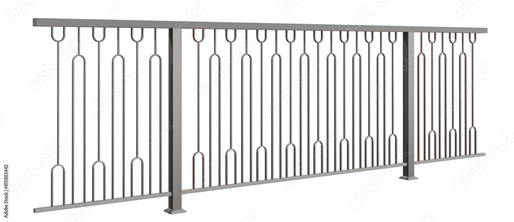 3D illustration features a steel balustrade, adding a modern touch to exterior design concepts (transparent background). Its clean lines create a sophisticated look. 3D illustration features a steel balustrade, adding a modern touch to exterior design concepts (transparent background). Its clean lines create a sophisticated look.