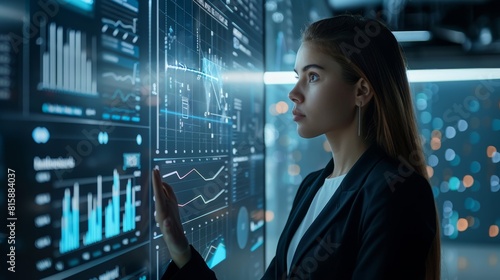A Female Banker Standing Next To A Artificial Intelligence