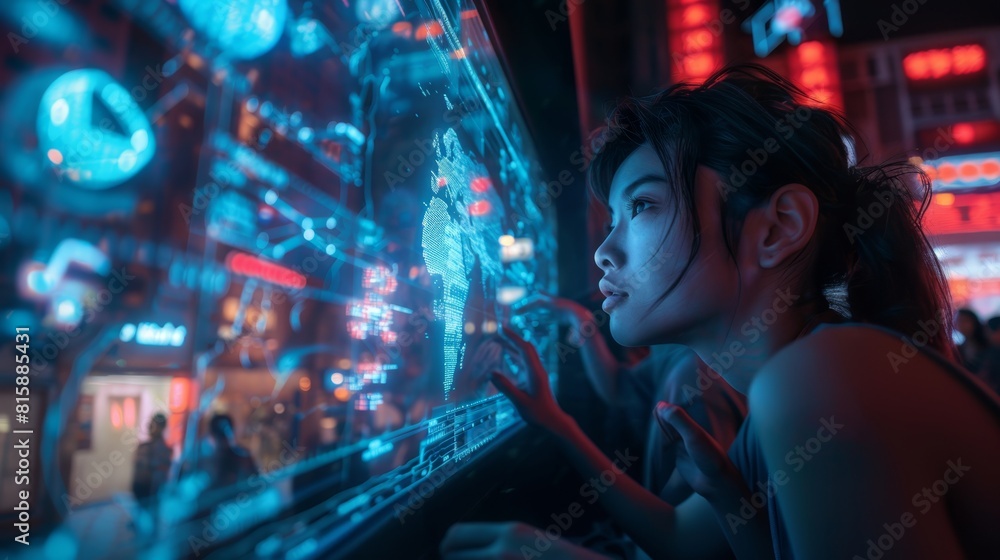 A Group Of Diverse Individuals Gathered Around A Large Glowing Holographic Display A Group Of Diverse Individuals Gathered Around A Large Glowing Holographic Display