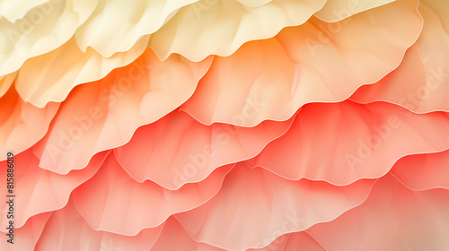 Layers of scalloped edges with a soft gradient from coral pink to pale yellow
