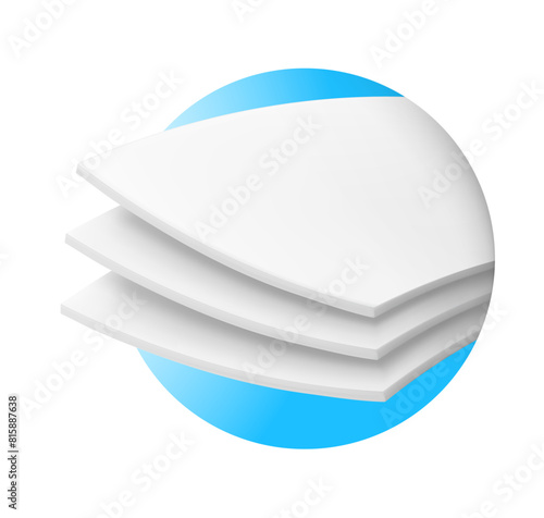 Absorbent three-layer material. Infographic for toilet paper, napkins, wipes and other hygiene product. Vector illustration. Isolated on white background. EPS10.