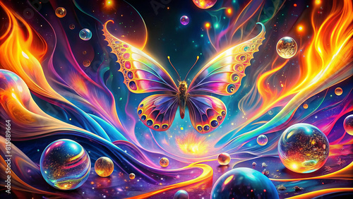 Abstract multicolored background with butterfly