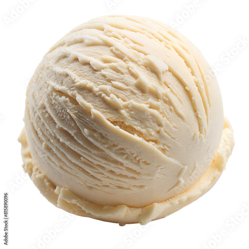 Delicious vanilla ice cream scoop on transparent background photo