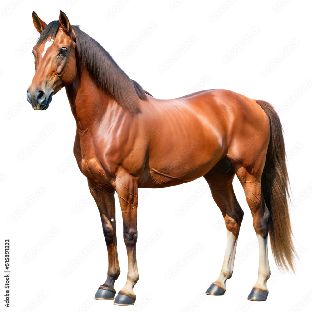 Obraz premium Majestic brown horse standing on transparent background