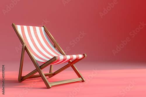Deck striped chair on a pink background  pattern  summer concept  3d render