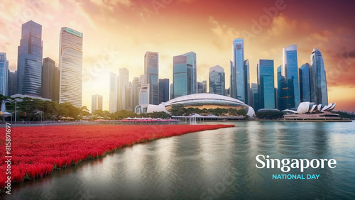 Singapore National Day Celebration Template for Social Media Design