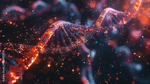 Digital DNA strands and genetic research visualization