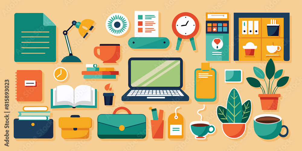 Fototapeta premium Working from Home Sticker Set