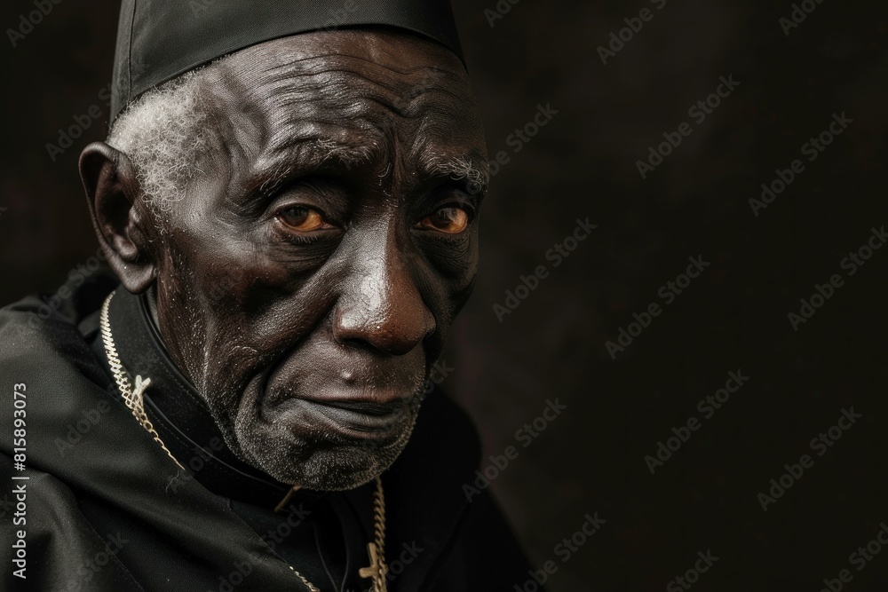 Austere Black pope vatican portrait. God religious. Generate AI Austere Black pope vatican portrait. God religious. Generate AI