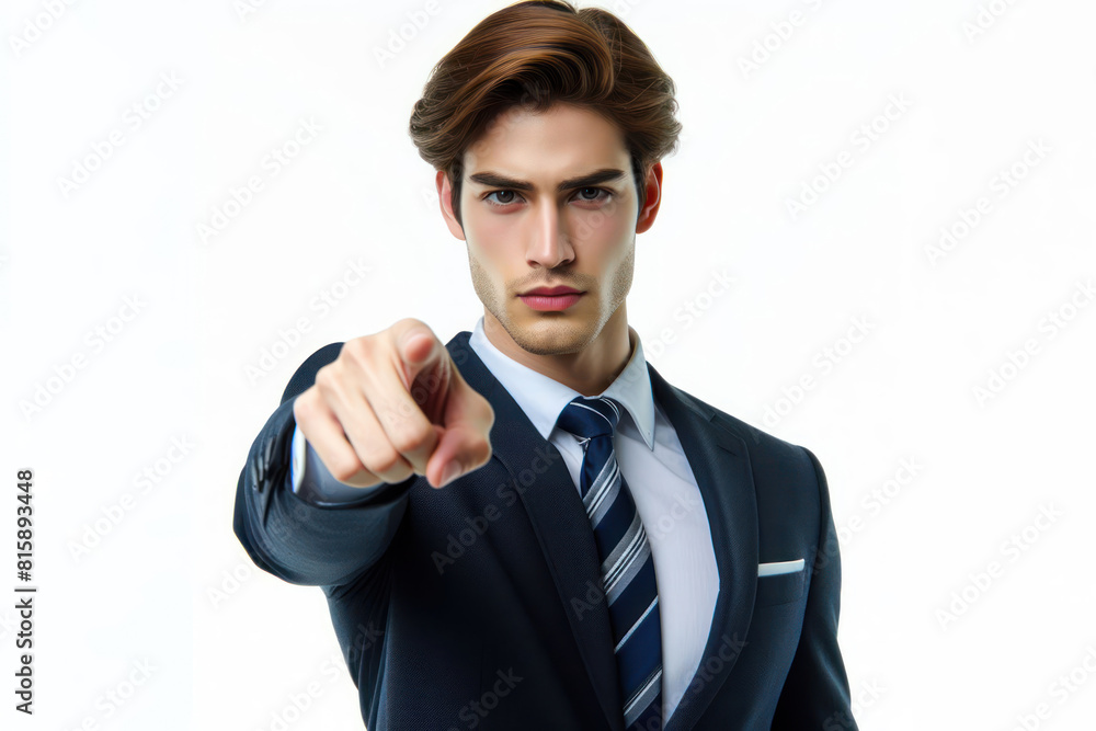 Businessman pointing his finger at you isolate on white background Businessman pointing his finger at you isolate on white background