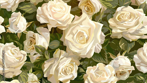 Elegant white roses flowers  generative ai